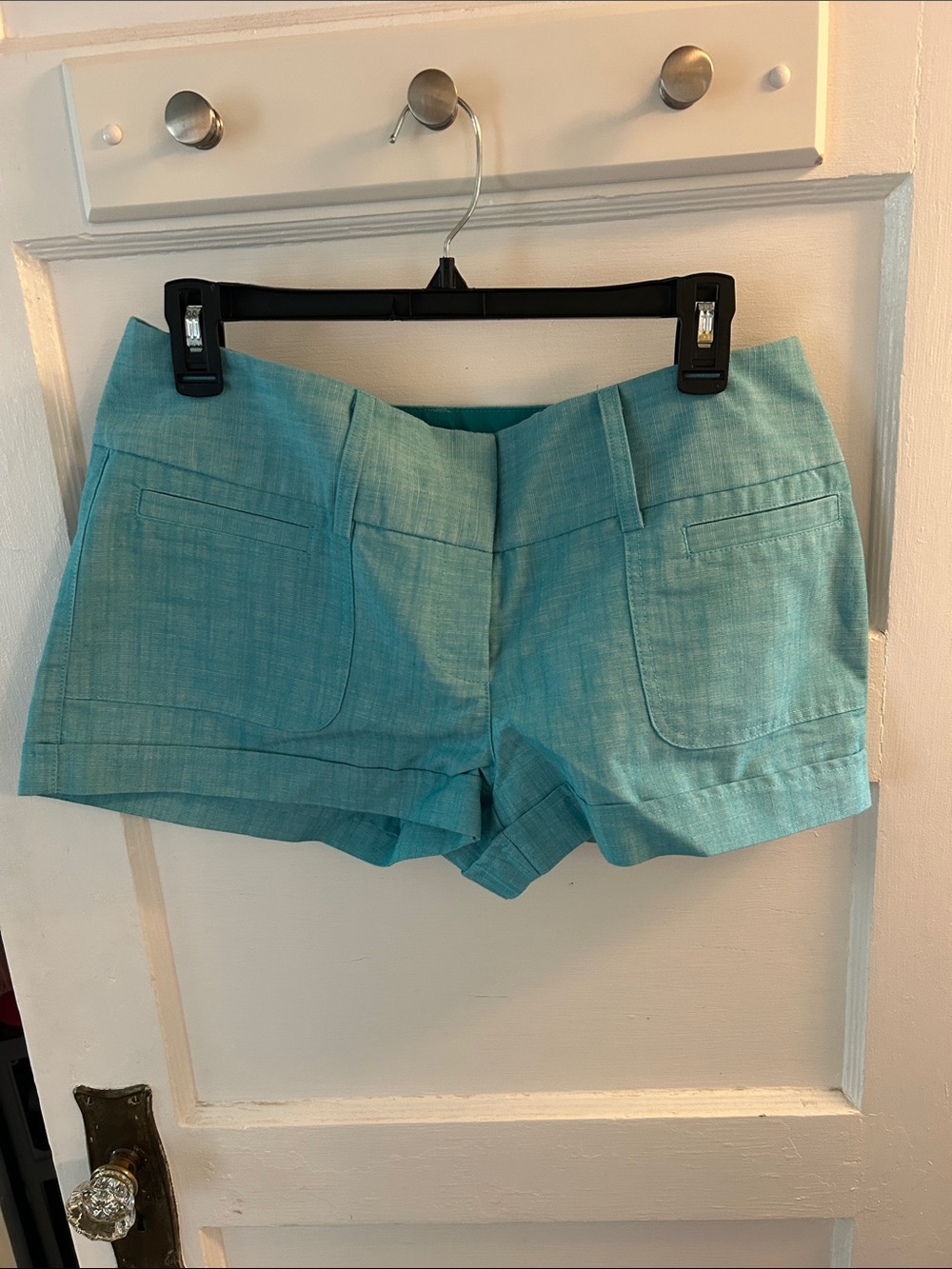 G by Guess Teal Linen-Blend Cargo Shorts